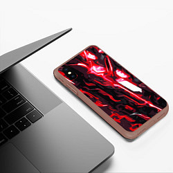 Чехол iPhone XS Max матовый Красно-чёрная киберпанк абстракция, цвет: 3D-коричневый — фото 2