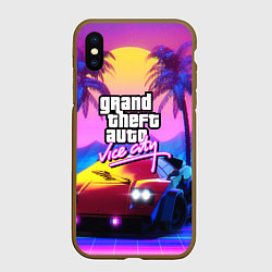 Чехол iPhone XS Max матовый Vice city retro wave Lambo