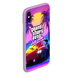 Чехол iPhone XS Max матовый Vice city retro wave Lambo, цвет: 3D-сиреневый — фото 2