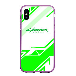 Чехол iPhone XS Max матовый Cyberpunk 2077 geometry green