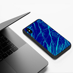 Чехол iPhone XS Max матовый Яркий сине-голубой абстрактная текстура, цвет: 3D-черный — фото 2