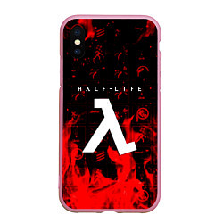 Чехол iPhone XS Max матовый Half life fire, цвет: 3D-розовый