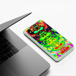 Чехол iPhone XS Max матовый Оптический фрактал кислота, цвет: 3D-салатовый — фото 2