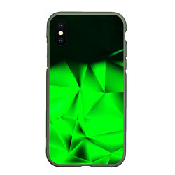 Чехол iPhone XS Max матовый Кислотная абстракция кубы, цвет: 3D-темно-зеленый