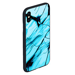 Чехол iPhone XS Max матовый Стилизованная каменная текстура голубой, цвет: 3D-черный — фото 2