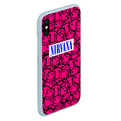 Чехол iPhone XS Max матовый Nirvana pink logo, цвет: 3D-голубой — фото 2