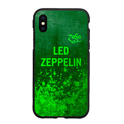 Чехол iPhone XS Max матовый Led Zeppelin - green gradient посередине