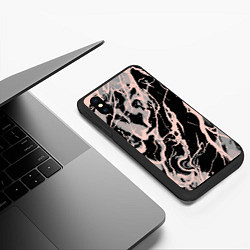 Чехол iPhone XS Max матовый Чёрно-розовый абстракция разлитая краска, цвет: 3D-черный — фото 2