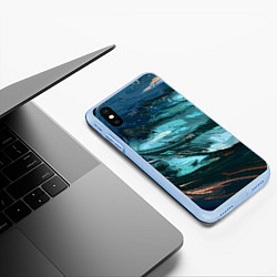 Чехол iPhone XS Max матовый Тёмный синий морская абстракция, цвет: 3D-голубой — фото 2