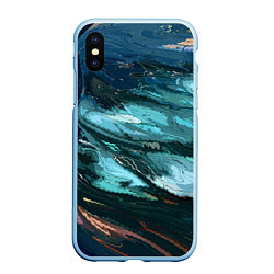 Чехол iPhone XS Max матовый Тёмный синий морская абстракция