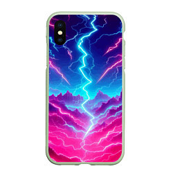 Чехол iPhone XS Max матовый Фантастический неоновый пейзаж - нейроарт