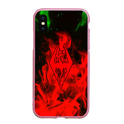 Чехол iPhone XS Max матовый Skyrim fire steel