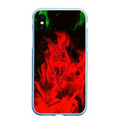 Чехол iPhone XS Max матовый Skyrim fire steel