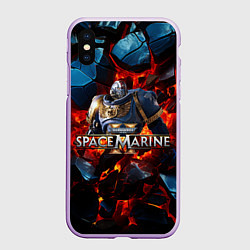 Чехол iPhone XS Max матовый Warhammer 40000 space marine 2 ультрамарин в броне