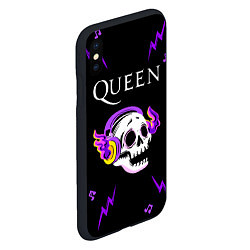 Чехол iPhone XS Max матовый Queen неоновый череп, цвет: 3D-черный — фото 2