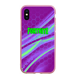 Чехол iPhone XS Max матовый Fortnite game neon hexagon