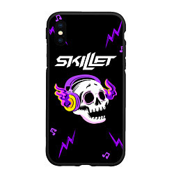 Чехол iPhone XS Max матовый Skillet неоновый череп