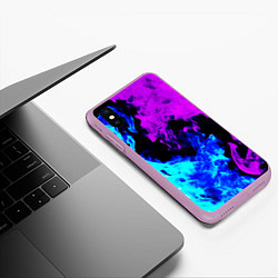 Чехол iPhone XS Max матовый Битва неонового огня, цвет: 3D-сиреневый — фото 2