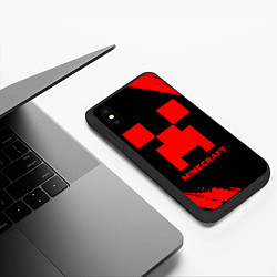 Чехол iPhone XS Max матовый Minecraft - red gradient, цвет: 3D-черный — фото 2