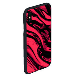 Чехол iPhone XS Max матовый Чёрно-розовый абстракция смесь краски, цвет: 3D-черный — фото 2