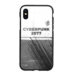 Чехол iPhone XS Max матовый Cyberpunk 2077 - white gradient посередине