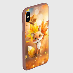 Чехол iPhone XS Max матовый Лисица и осенние листья, цвет: 3D-коричневый — фото 2