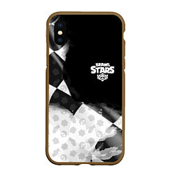 Чехол iPhone XS Max матовый Brawl stars pattern black