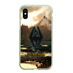 Чехол iPhone XS Max матовый Skyrim logo природа