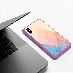 Чехол iPhone XS Max матовый Abstract art - triangle, цвет: 3D-фиолетовый — фото 2