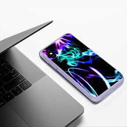 Чехол iPhone XS Max матовый Неоновый дым текстура, цвет: 3D-светло-сиреневый — фото 2