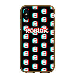 Чехол iPhone XS Max матовый Roblox pattern glitch, цвет: 3D-коричневый