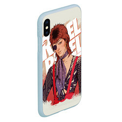 Чехол iPhone XS Max матовый David Bowie Rebel, цвет: 3D-голубой — фото 2