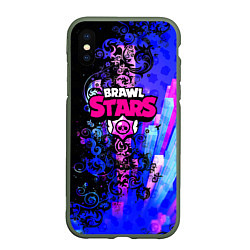 Чехол iPhone XS Max матовый Brawl stars neon abstraction