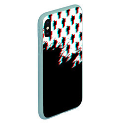 Чехол iPhone XS Max матовый Billie Eilish pattern glitch, цвет: 3D-мятный — фото 2