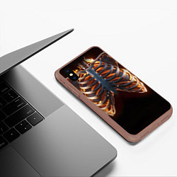 Чехол iPhone XS Max матовый Скелет человека в огне, цвет: 3D-коричневый — фото 2