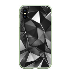 Чехол iPhone XS Max матовый Серая геометрия с бликами, цвет: 3D-салатовый