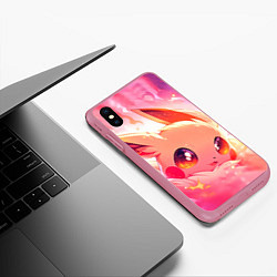 Чехол iPhone XS Max матовый Покемон Пикачу крупно, цвет: 3D-малиновый — фото 2