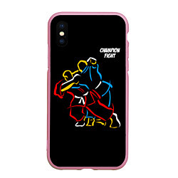 Чехол iPhone XS Max матовый Champion fight, цвет: 3D-розовый