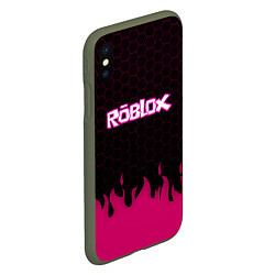 Чехол iPhone XS Max матовый Roblox fire pink, цвет: 3D-темно-зеленый — фото 2