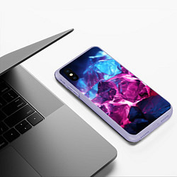 Чехол iPhone XS Max матовый Синие и фиолетовые камни текстура, цвет: 3D-светло-сиреневый — фото 2