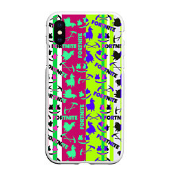 Чехол iPhone XS Max матовый Fortnite epic pattern