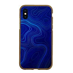 Чехол iPhone XS Max матовый Синяя топография, цвет: 3D-коричневый