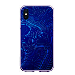 Чехол iPhone XS Max матовый Синяя топография