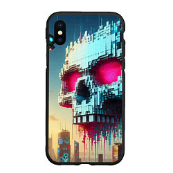 Чехол iPhone XS Max матовый Cool pixel skull - ai art fantasy