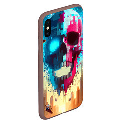 Чехол iPhone XS Max матовый Cool vanguard neon cyber skull - ai art, цвет: 3D-коричневый — фото 2