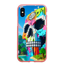 Чехол iPhone XS Max матовый Minecraft skull - ai art fantasy