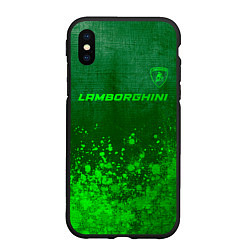 Чехол iPhone XS Max матовый Lamborghini - green gradient посередине