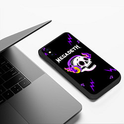 Чехол iPhone XS Max матовый Megadeth неоновый череп, цвет: 3D-черный — фото 2