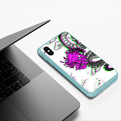 Чехол iPhone XS Max матовый Cyberpunk neon dragon, цвет: 3D-мятный — фото 2