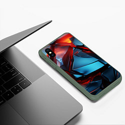 Чехол iPhone XS Max матовый Камни в красном освещении, цвет: 3D-темно-зеленый — фото 2